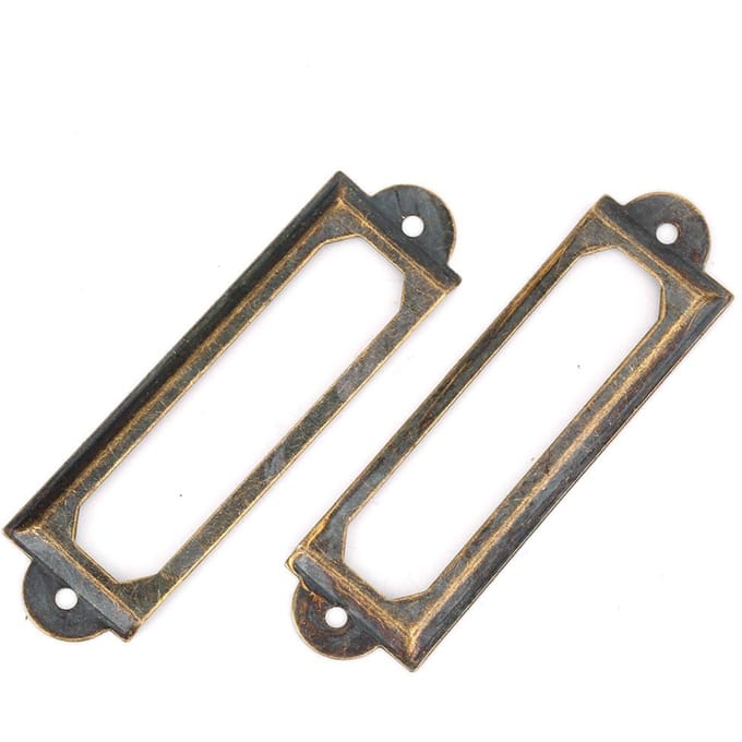20 Pièces Étiquettes de Tiroir Marque Étudiants Bricolage Rétro Panneaux de Tiroir Étagère Note Accessoire Bronze Vert bronze