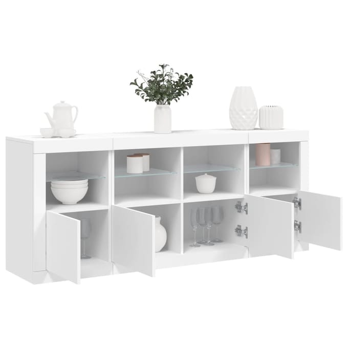 vidaXL - Dressoir - met - LED-verlichting - 163x37x67 - cm - wit