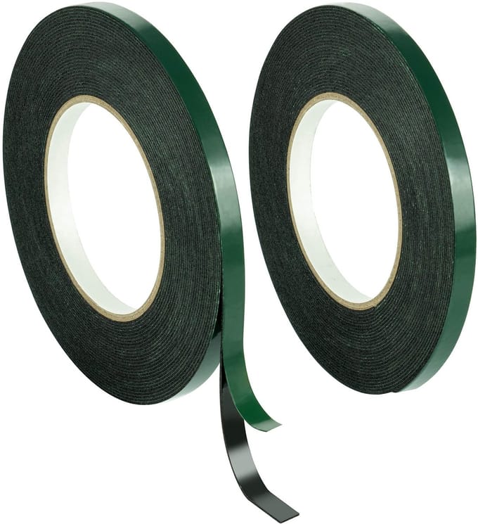 Schuimtape, Montagetape (10m x 9mm x 1mm), Zwart