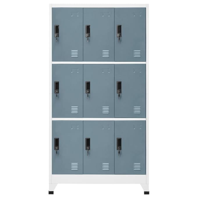 vidaXL - Lockerkast - 90x45x180 - cm - staal - lichtgrijs - en - donkergrijs