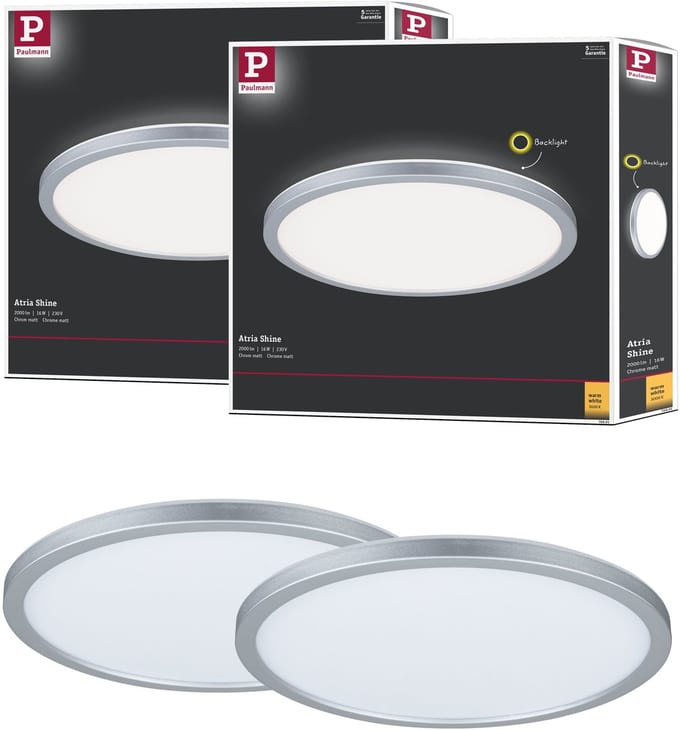LED-paneel Abia rond 300 mm 2x22W 2x2200lm 2700K Chroom mat