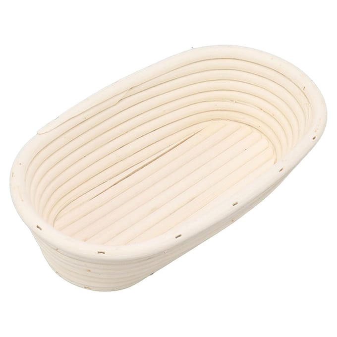 25cm Broodrijsmand Set Ovaal Natuurlijk Rotan Zuurdesem Riismand Deegschraper Doek white