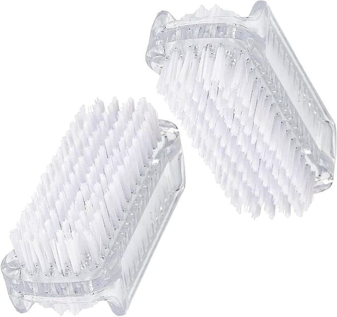 Set van 2 Nagelborstels voor het Reinigen van Fingernails en Handen - Plastic Universele Schoonmaakborstels (Wit)