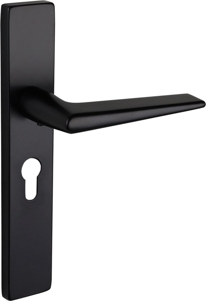 Lavuzo deurkruk Modena Zwart met rechthoekig schild PC55 | Per set