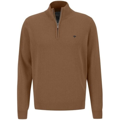 Fynch-Hatton Trui Troyer Zip Cotton Walnut Brown / male