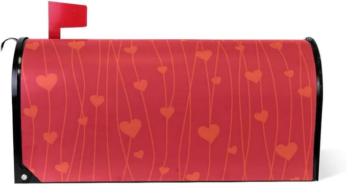 Mailbox Cover - Postbak Bekleding - Tuindecoratie - Magnetische Bevestiging - Standaard Formaat - Rood Hart