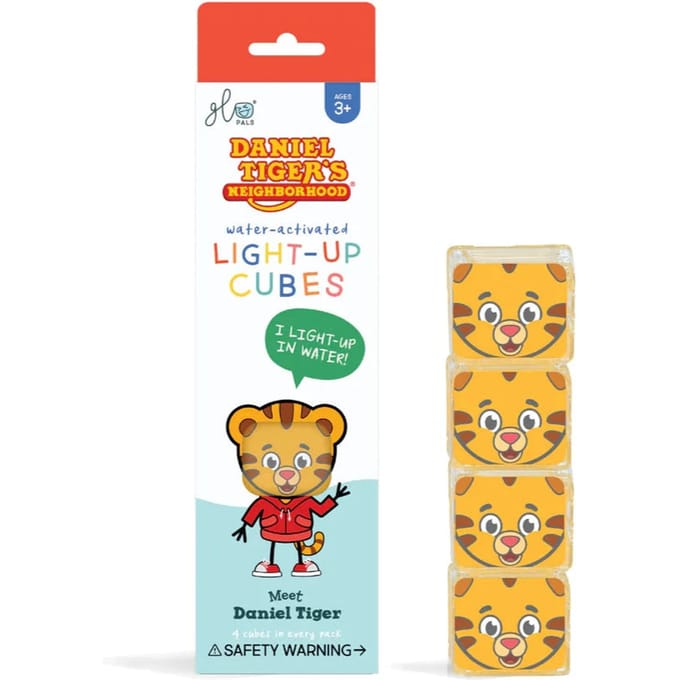 Glo Pals Daniel Tiger, Light Up Cubes, badspeelgoed, 4 Stuks