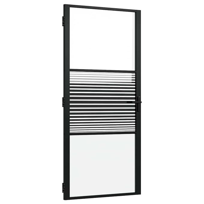 vidaXL - Glazen - deur - 93 - x - 3,5 - x - 201,5 - cm - Aluminium - Zwart