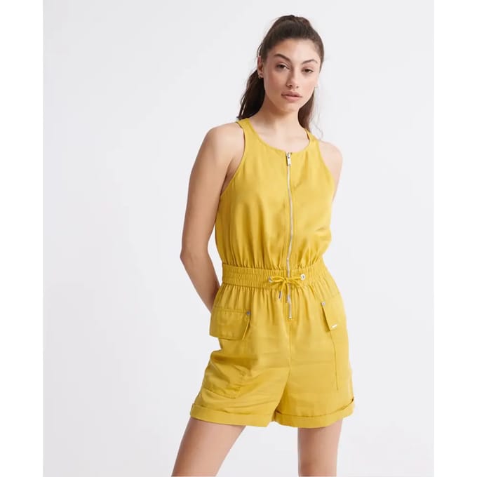 Superdry Quincy Summer Mouwloze Romper Geel L Vrouw