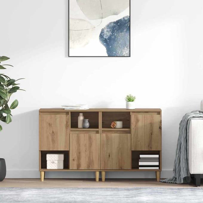 vidaXL - Dressoirs - 2 - st - Artisan - Eiken - 60 - x - 35 - x - 70 - cm - Bewerkt - hout