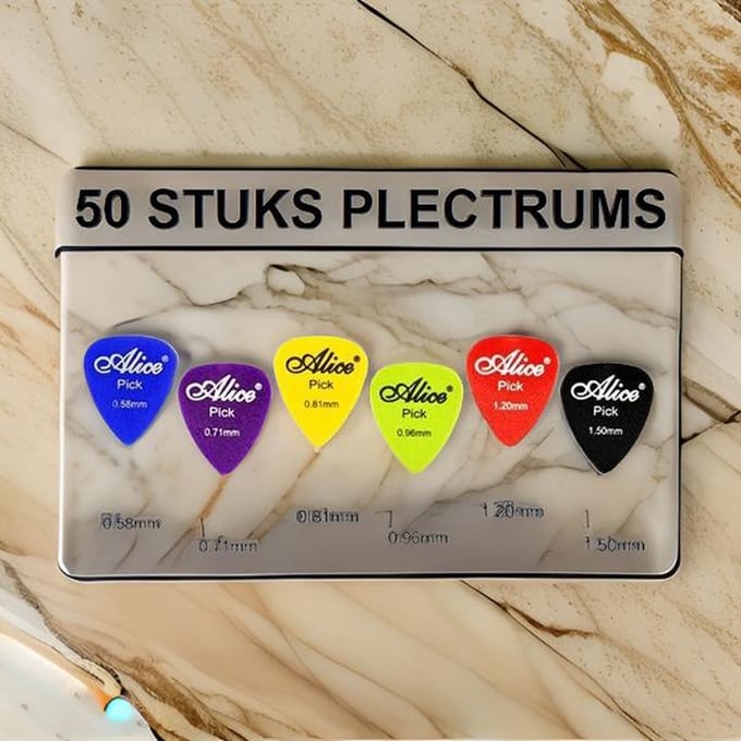 50 Stuks Plectrums – Gitaar Plectrum – Mix van diktes 0.58 mm tot 1.5 mm