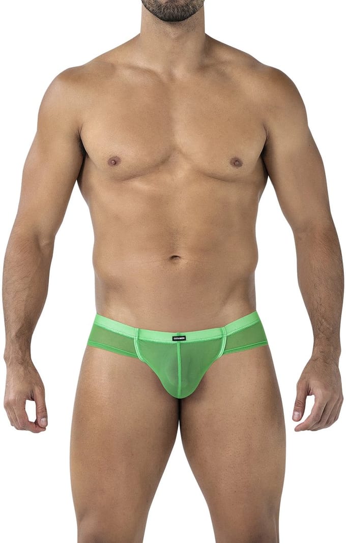Cut4Men - Hybrid Cheeky Mesh Herenslip - Neon Groen Large