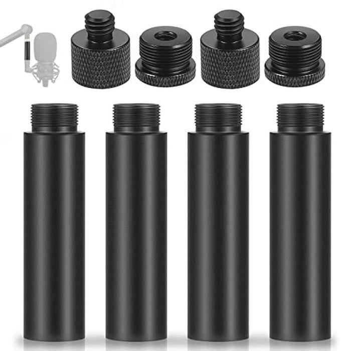 Microfoon Verlenging Buizen en Schroef Adapters voor Microfoonstandaard – Set van 4 Stuks