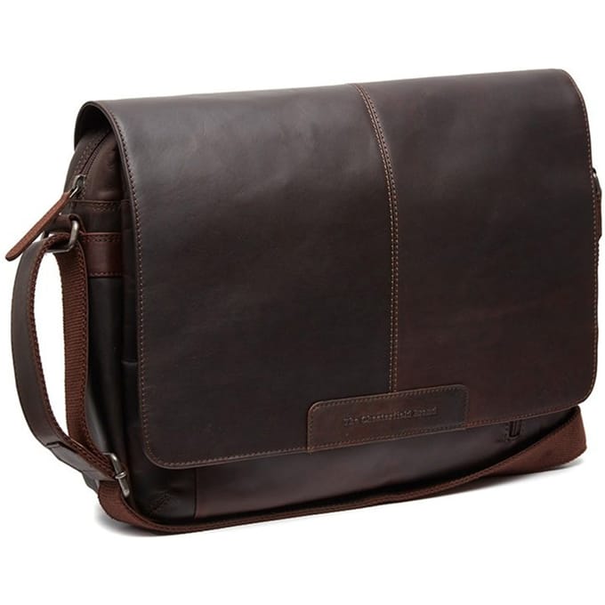 Chesterfield - Richard Lederen Schoudertas/Laptoptas - 15 inch - Bruin