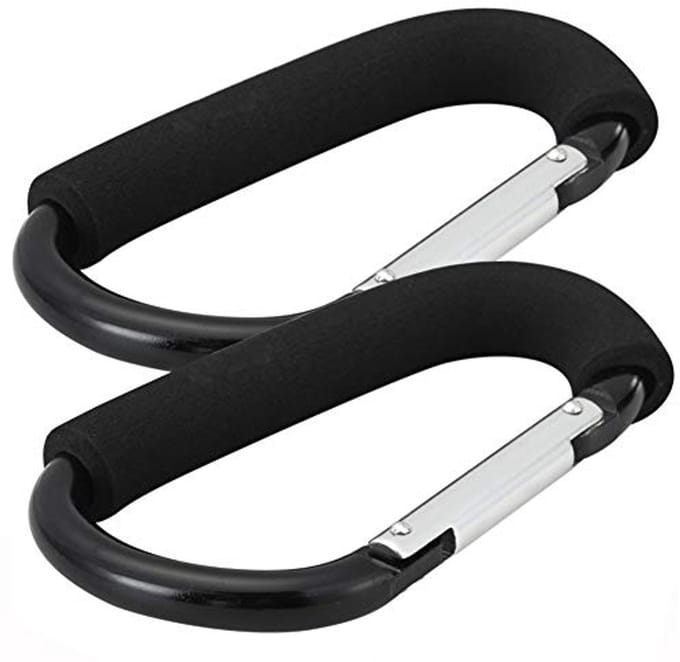 Zwarte 6.3" Buggy Clips voor Pram & Pushchair - 16cm (2 Stuks)
