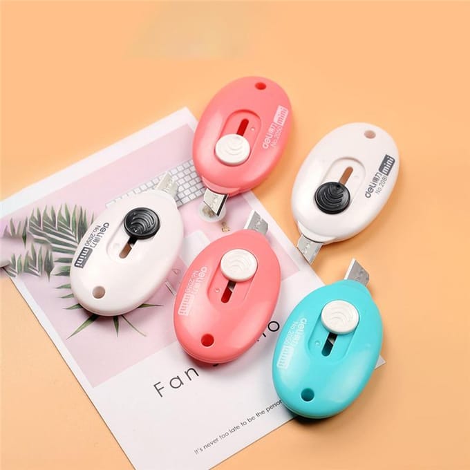 Draagbare Leuke Kunstmes Creatieve Mini Utility-Knife Briefpapier Box Cutter Kantoor Schoolbenodigdheden Briefpapier 5PCS white