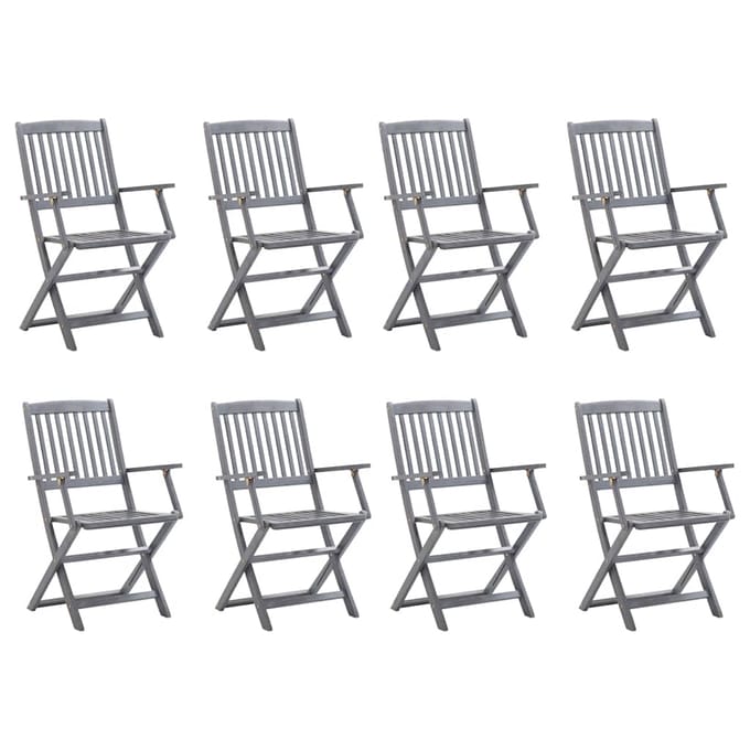 vidaXL - Opklapbare - stoelen, - 8 - stuks, - van - massief - acaciahout
