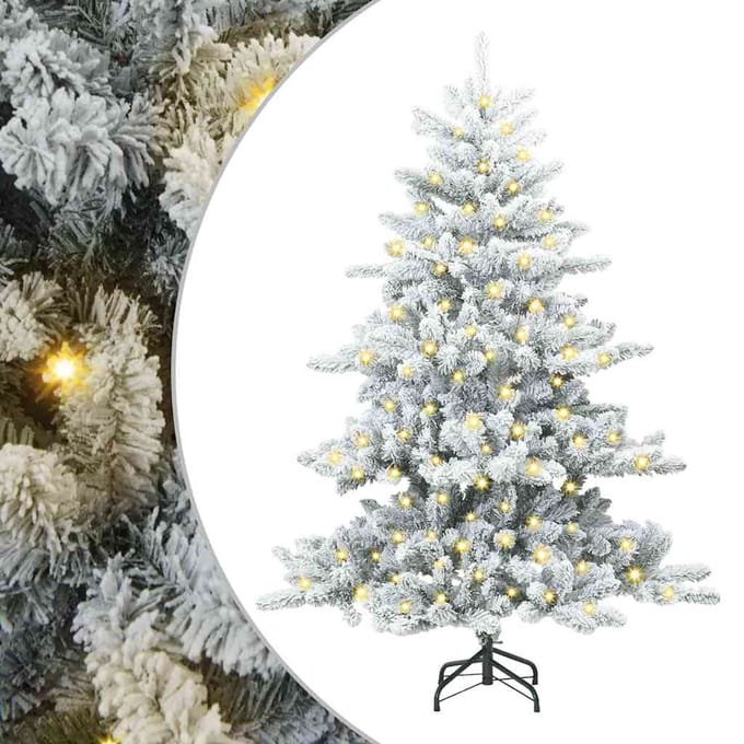 vidaXL - Kunstmatige - Hinged - Kerstboom - Wit - 150 - cm - PVC - en - Staal