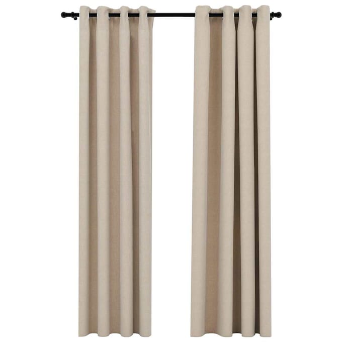 vidaXL - Gordijnen - linnen-look - verduisterend - ogen - 2 - st - 140x245 - cm - beige