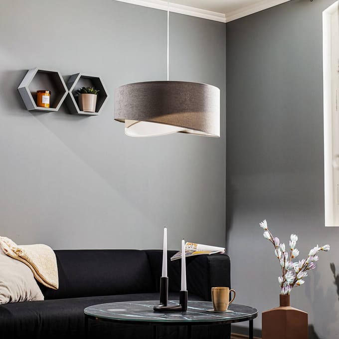 Maco Design Hanglamp Vivien driekleurig grijs/wit/zilver