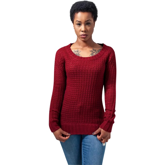 Urban Classics - Long Wideneck Sweater/trui - L - Rood