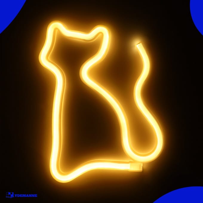 Neon Lamp - Kat Warm Wit - Staand - Dimbaar - Tafellamp - Neon Sign - LED Lamp - Verlichting - Wandlamp