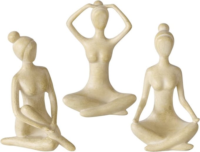 Boltze - Set/3 - Beelden - Sculpturen - Figuren - Yoga - Vrouw - Hoogte 10 cm