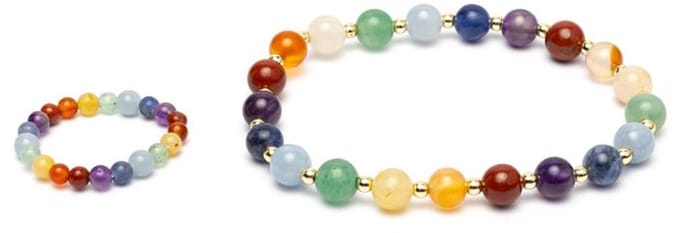 Set armband + ring met goudkleurige kralen Chakra’s