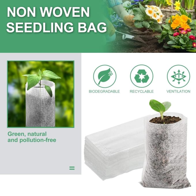Sacs de semis biodégradables non tissés pour pépinière, sacs de plantation écologiques gray