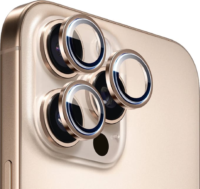 iPhone 16 Pro / 16 Pro Max Camera Lens Screen Protector Titanium Desert - Screenprotector - Camera Protector iPhone 16 Pro