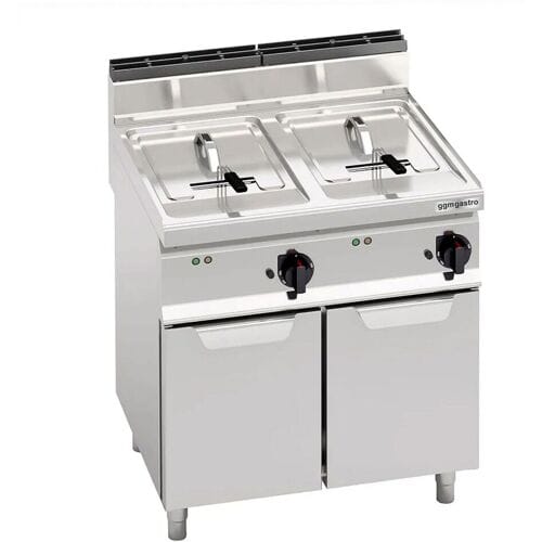 GGM Gastro Elektro Doppelfritteuse - 18+18 Liter - 27 kW Zilver