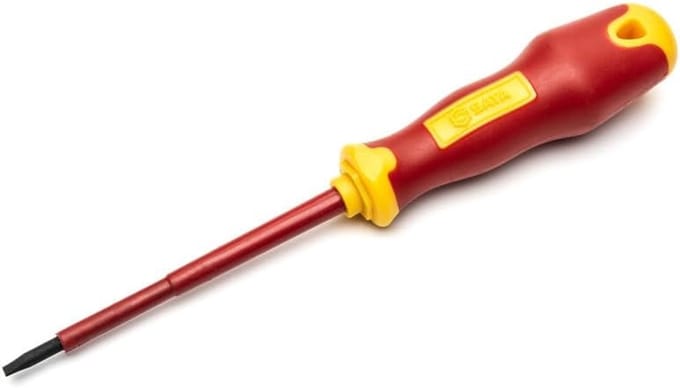 Geïsoleerde Schroevendraaier - Platte Kop - Veilig Werken - Soft Grip Handvat - 4x100MM - Rood