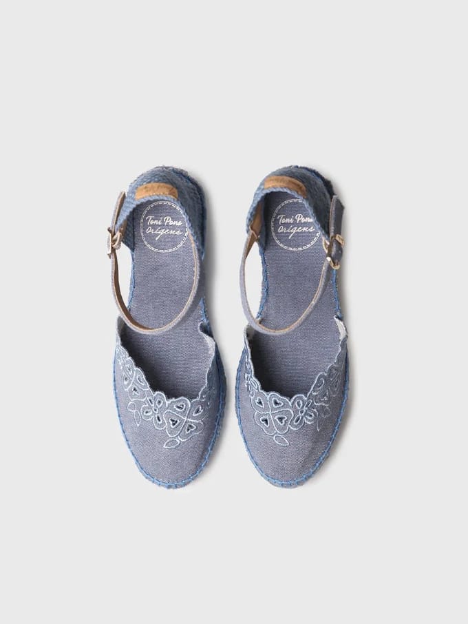 Espadrille met sleehak en borduursel voor dames | NAIARA