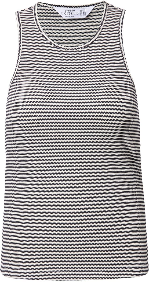 Studio Untold - Dames - Tanktop slim shape structuurjersey strepen - Zwart - Maat 46+