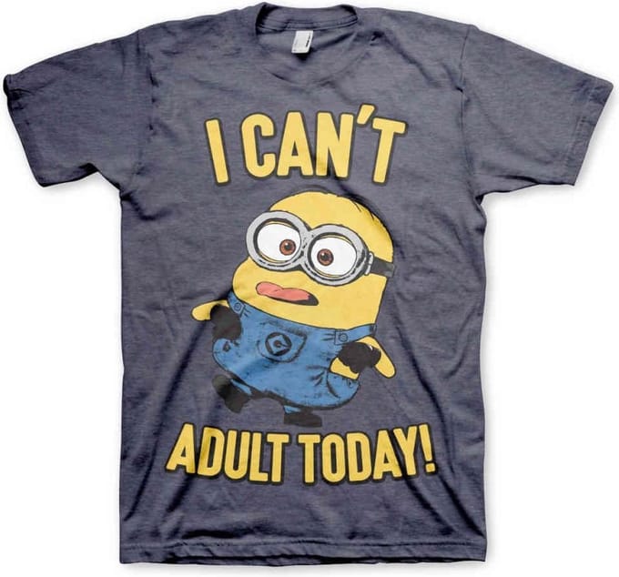 Minions Heren Tshirt -S- I Can't Adult Today Blauw