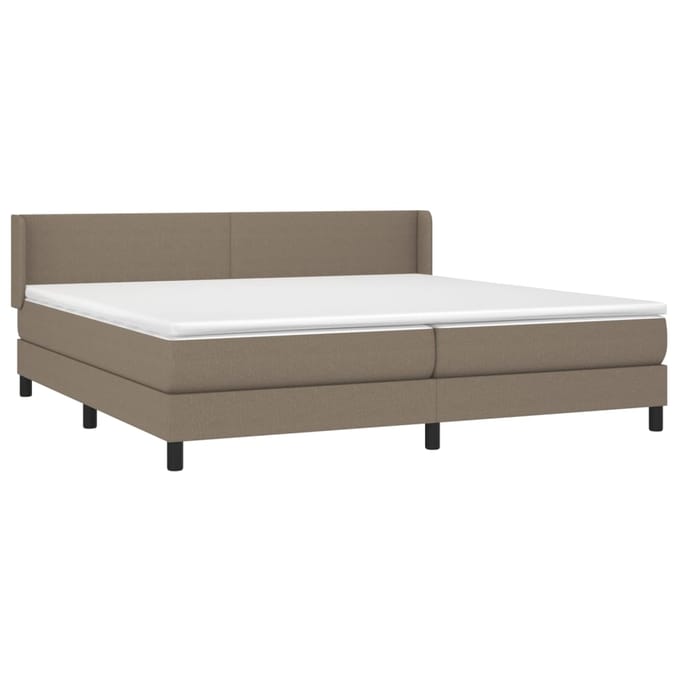 vidaXL - Boxspring - met - matras - stof - taupe - 200x200 - cm