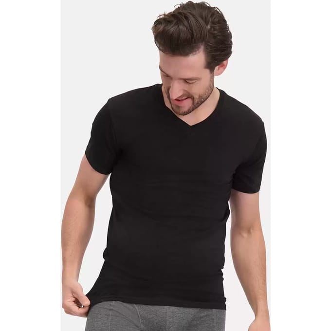 Comfortabel & Zijdezacht Bamboo Basics T-Shirts Velo V-hals (2-pack) - Zwart - S