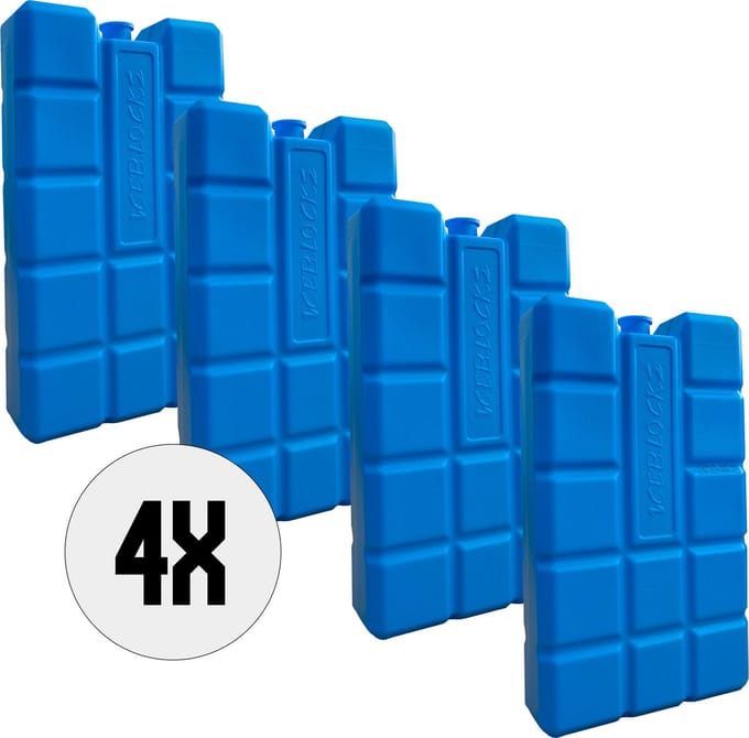 DULA Koelelementen voor koelbox - blauw - 4 stuks - 400 gram - 16x9x3,2cm