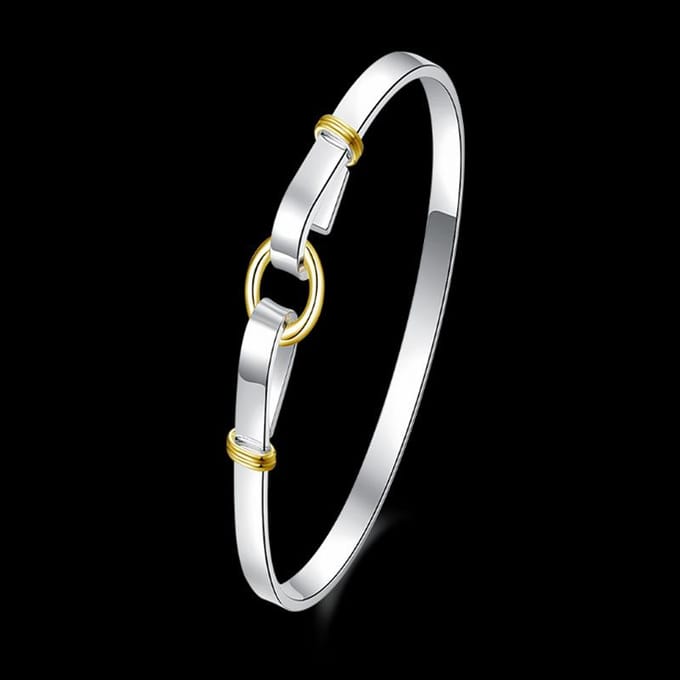 Dames Armband Zilverkleurig Open Armband Mode Mode Kleurscheiding O Armband Sieraden white