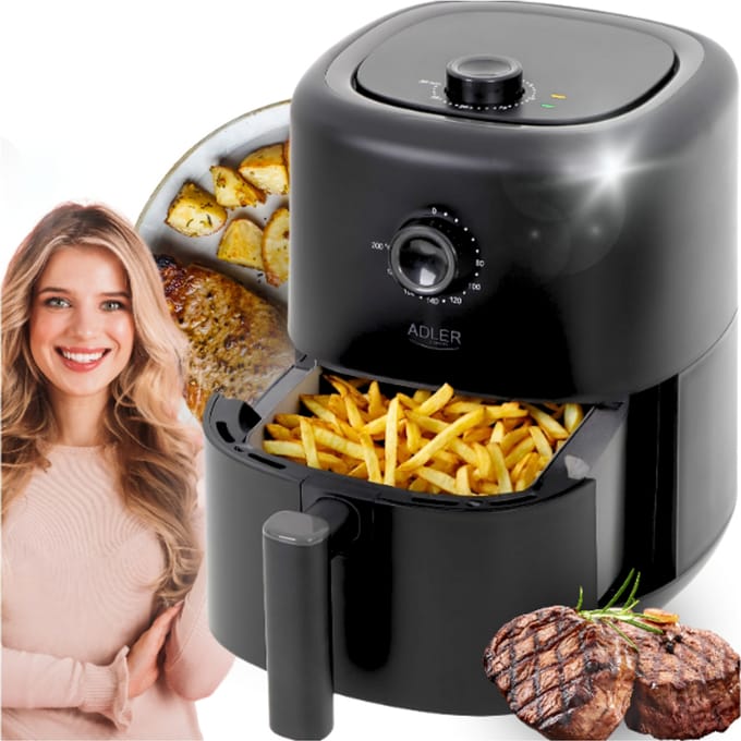 Luchtfriteuse zonder vetfriteuse, 2200W, 3L capaciteit, 80-200 ° C, timer, verwijderbare container