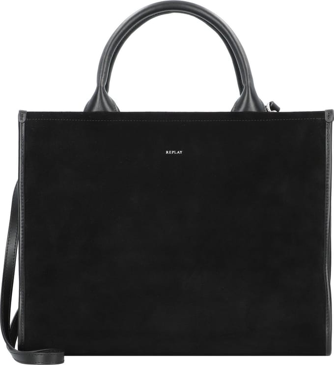 REPLAY Leren Schoudertas Shoulder Bag Black Zwart