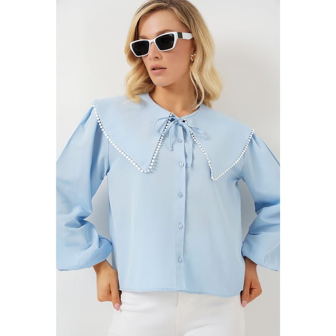 Poplin Baby Kraagshirt met Strik