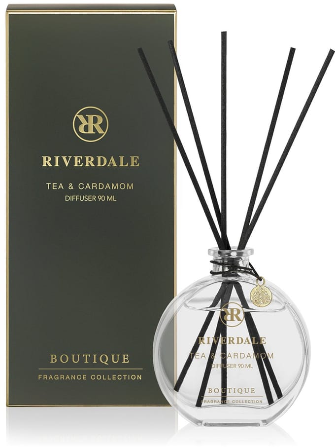 Riverdale - Geurstokjes - Tea & Cardamom - 90 ml - Groen - Subtiele geurverspreiding