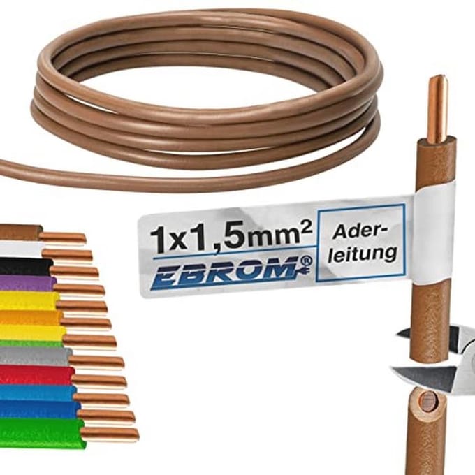 Stijve PVC Aderleiding 1,5 mm² - Keuze uit 10 tot 100 meter - Bruin
