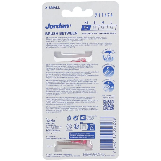 Jordan - Between XS - Interdentale ragers - 0.4 mm - 10 Ragers