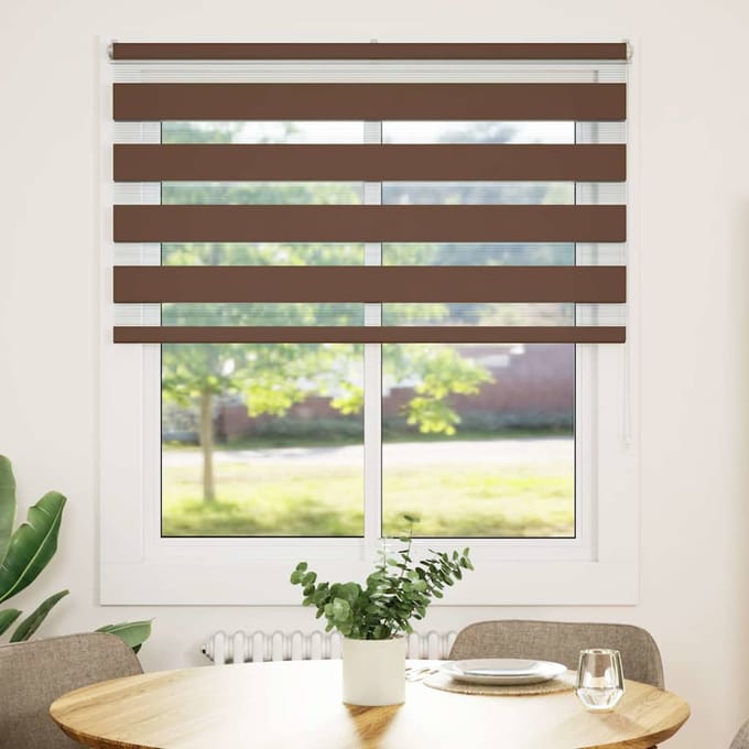 vidaXL - Zebra - rolgordijn - 125x100 - cm - stofbreedte - 120,9cm - polyester - bruin
