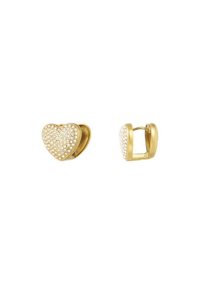 Bijoutheek Oorknoppen Sparkle Heart Goud