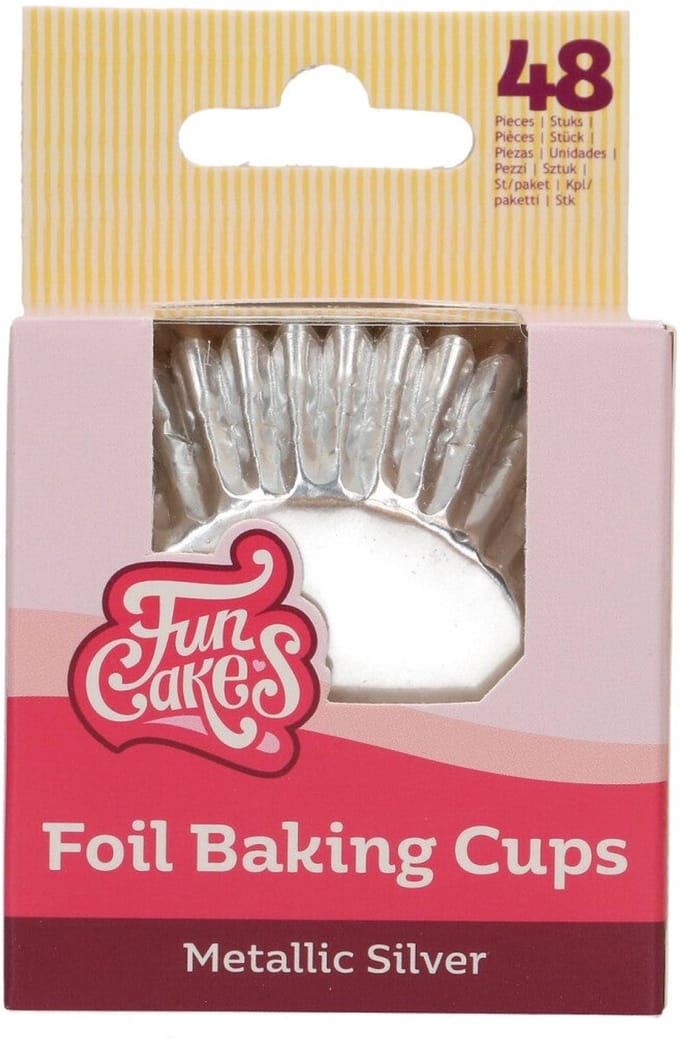 FunCakes Folie Baking Cups - Metallic Zilver - pk/48 - Cupcake Vormpjes Papier