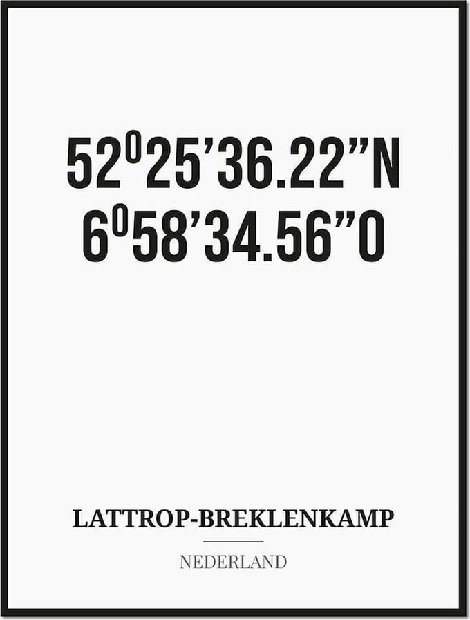 Poster/kaart LATTROP-BREKLENKAMP met coördinaten