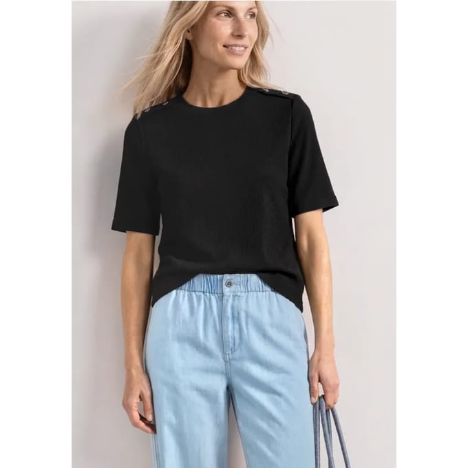 Shirt met ronde hals en knoopdetails